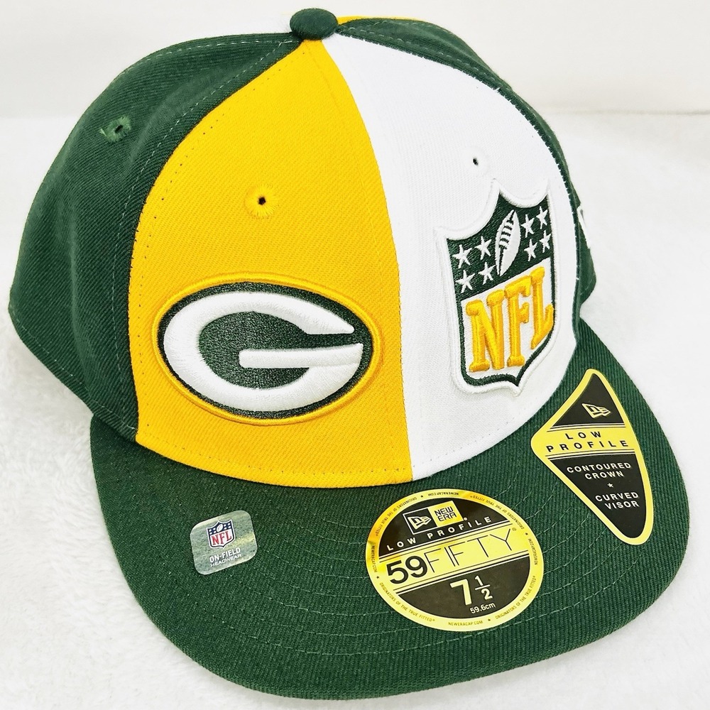 Green Bay Packers New Era Pinwheel NFL Low Profile 59FIFTY Fitted Hat Cap 7 1/2